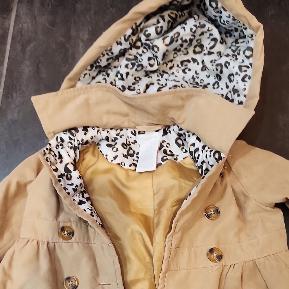 Tan Hooded Jacket with Leopard Print Lining